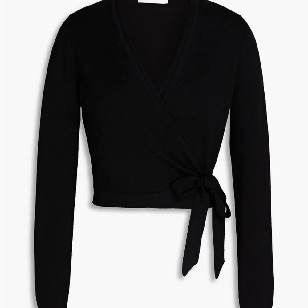 ZIMMERMANN Merino Wool Wrap Cardigan Black Size 0P